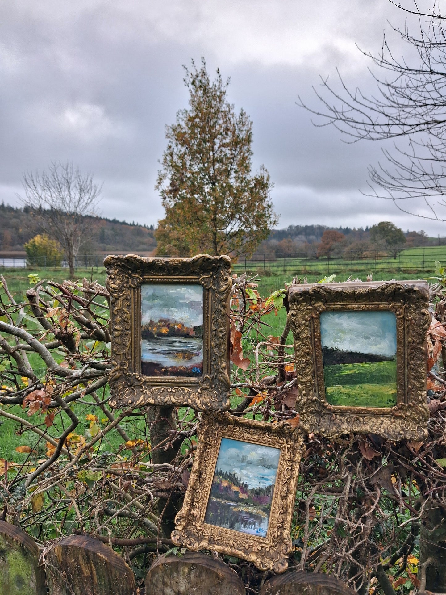 'Autumn Reflections' plein air original oil painting.
