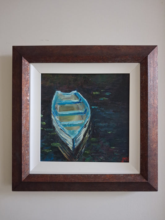 Boat on the Lake – Original Oil Painting (En Plein Air)